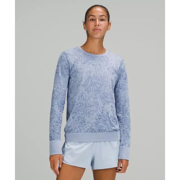 EUC Lululemon Swiftly Breathe Long Sleeve Shirt Blue Pattern Women’s Size 6 Run - Picture 1 of 10